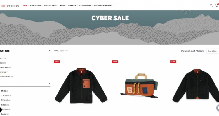 TOPO Design 美國戶外品牌cyber sale