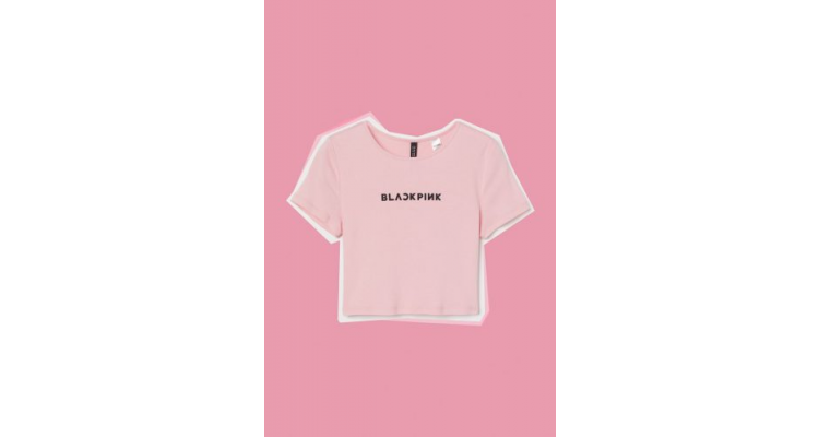 BLACKPINK粉色短款短袖上衣