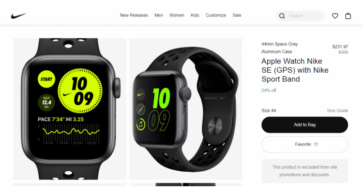 Apple Watch Nike GPS版$231.97