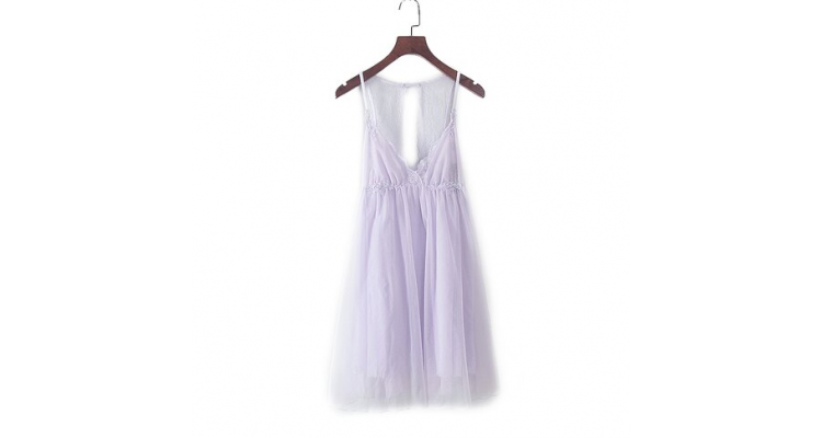 春夏裝專柜撤柜女裝淺紫色性感仙女魅惑蕾絲吊帶裙