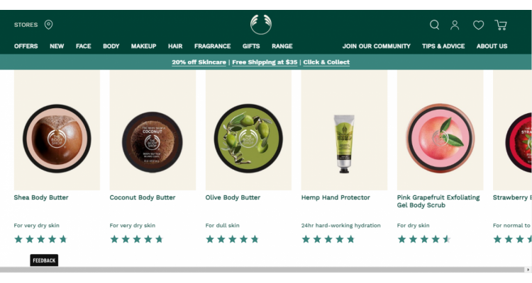 The Body Shop 現有 身體洗護系列無門檻8折大促