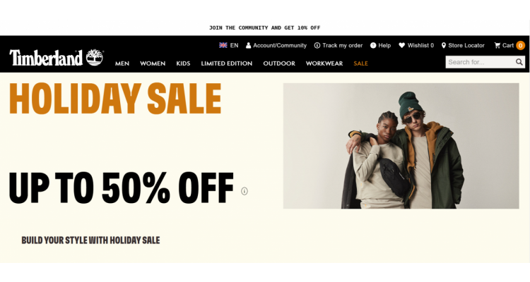 Timberland UK Holiday Sale